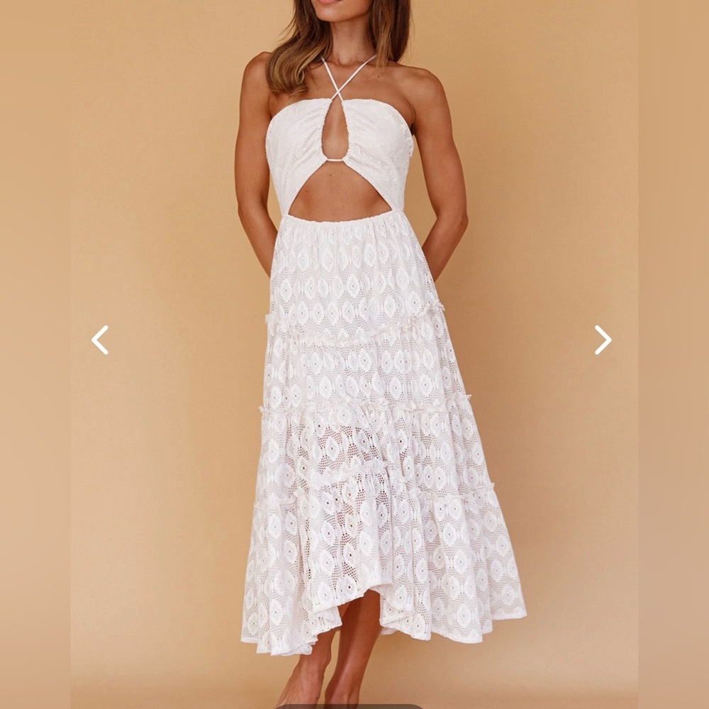 Indikah Just Cruise Cut-Out Bodice Midi Dress (XS)